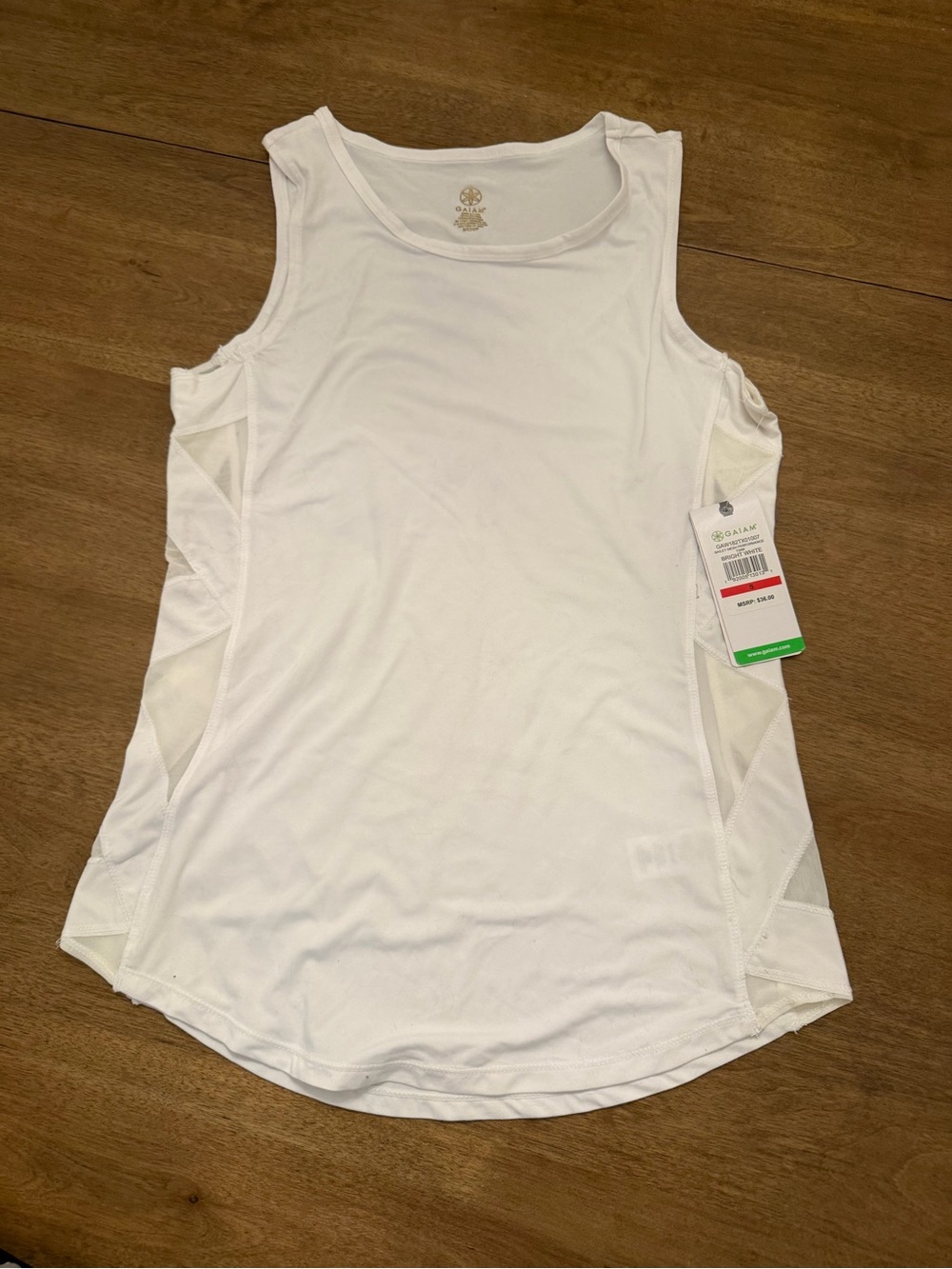GAIAM White Women's Mesh-Panel Athletic Tank Top